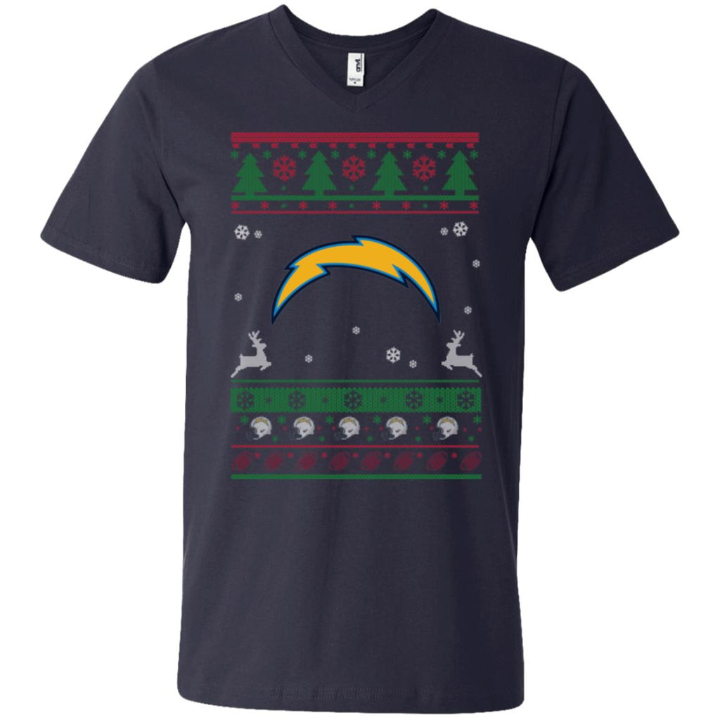 Los Angeles Chargers Logo Football Teams Ugly Christmas Sweater Men V-Neck T-Shirt