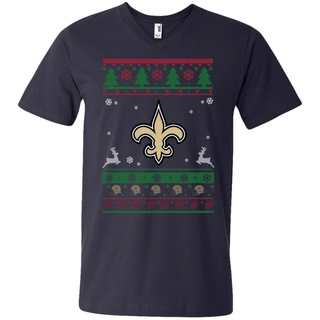 New Orleans Saints Logo Football Teams Ugly Christmas Sweater Men V-Neck T-Shirt