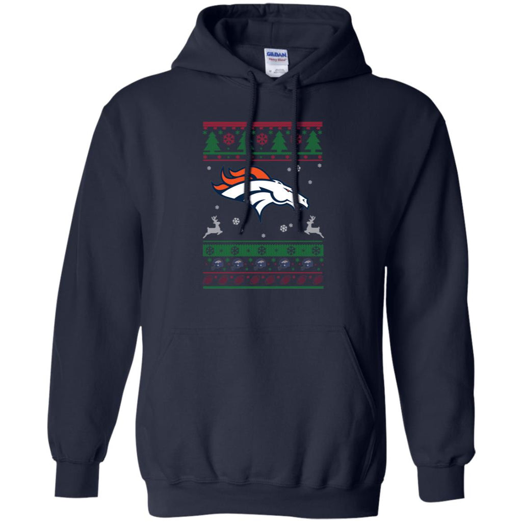 Denver Broncos Logo Football Teams Ugly Christmas Sweater Men Pullover Hoodie