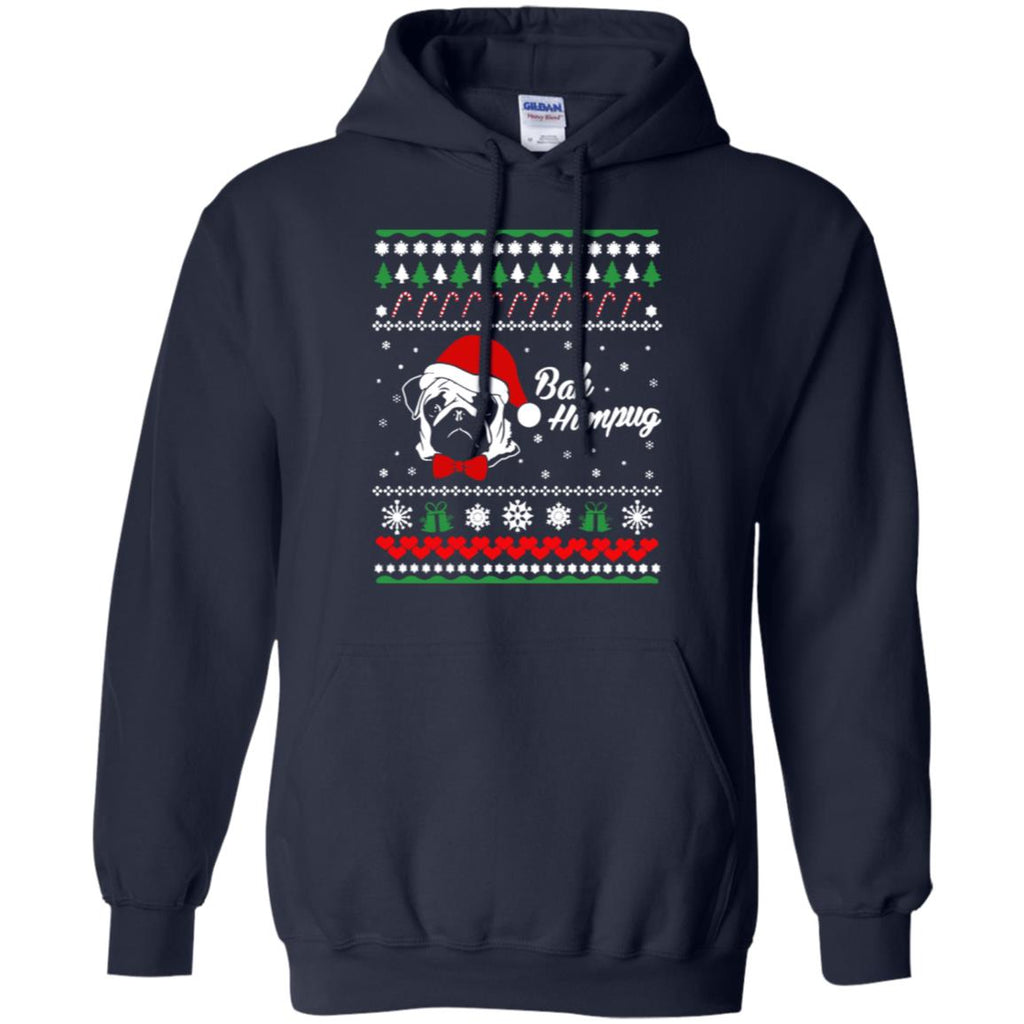 Bah Hum Pug Dog Christmas Men Pullover Hoodie