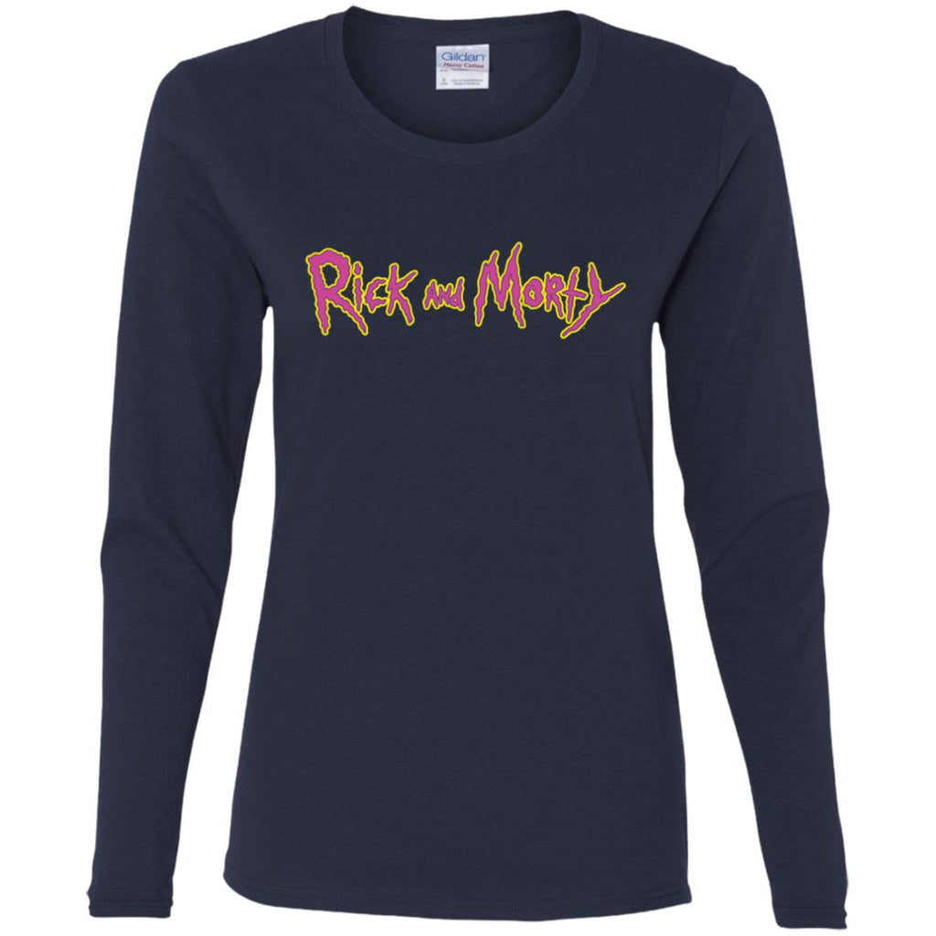 Rick And Morty Title Typography Shirt Women Long Sleeve Shirt