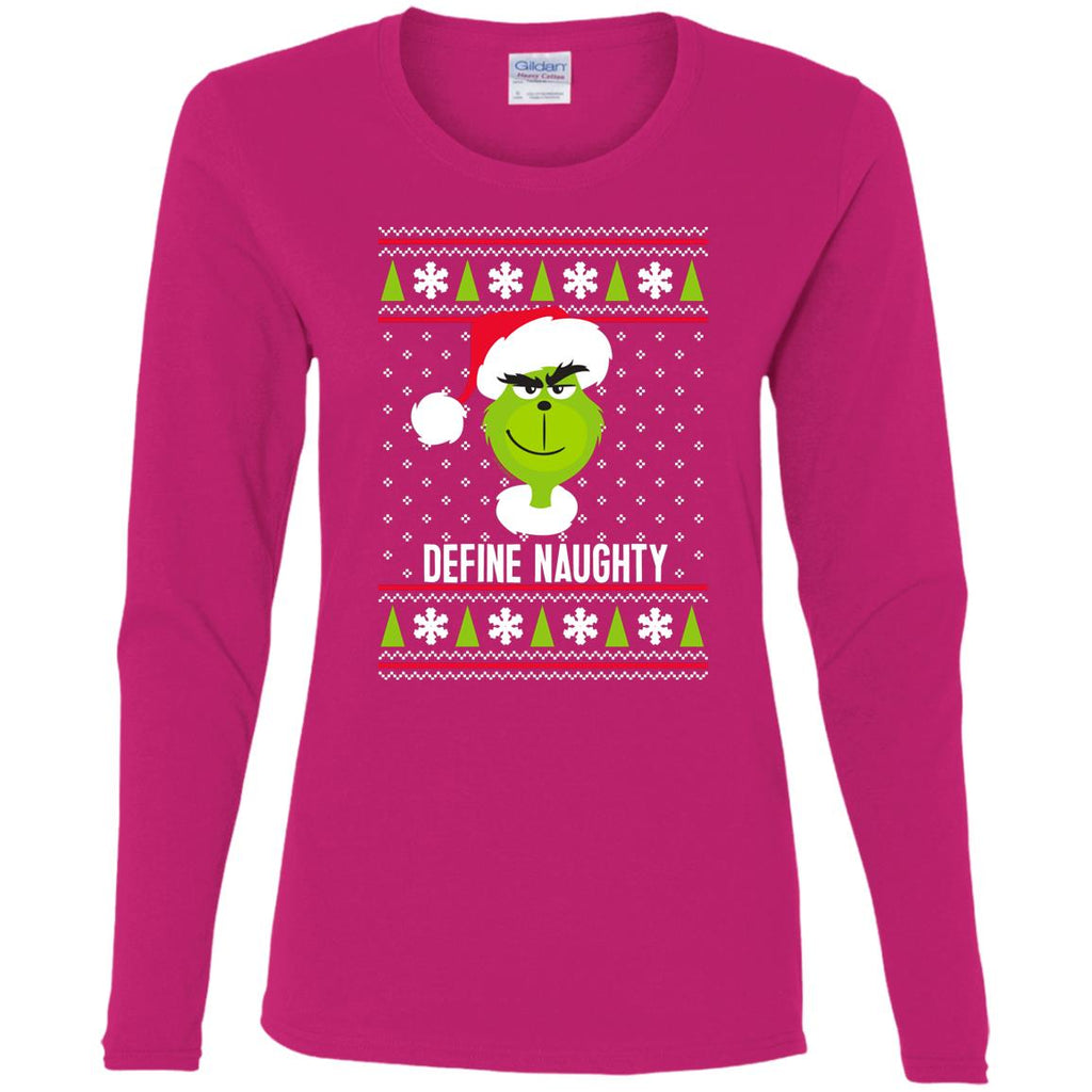 Dr. Seuss The Grinch Naughty Grinch Christmas Sweatshirt Women Long Sleeve Shirt