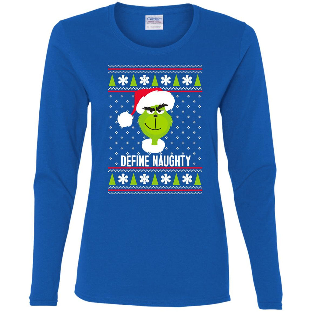Dr. Seuss The Grinch Naughty Grinch Christmas Sweatshirt Women Long Sleeve Shirt