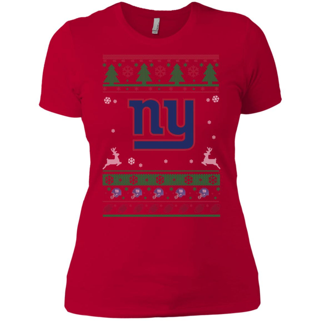 New York Giants Logo Football Teams Ugly Christmas Sweater Women T-Shirt