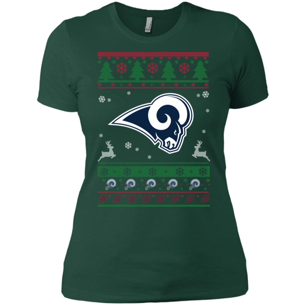Los Angeles Rams Logo Football Teams Ugly Christmas Sweater Women T-Shirt