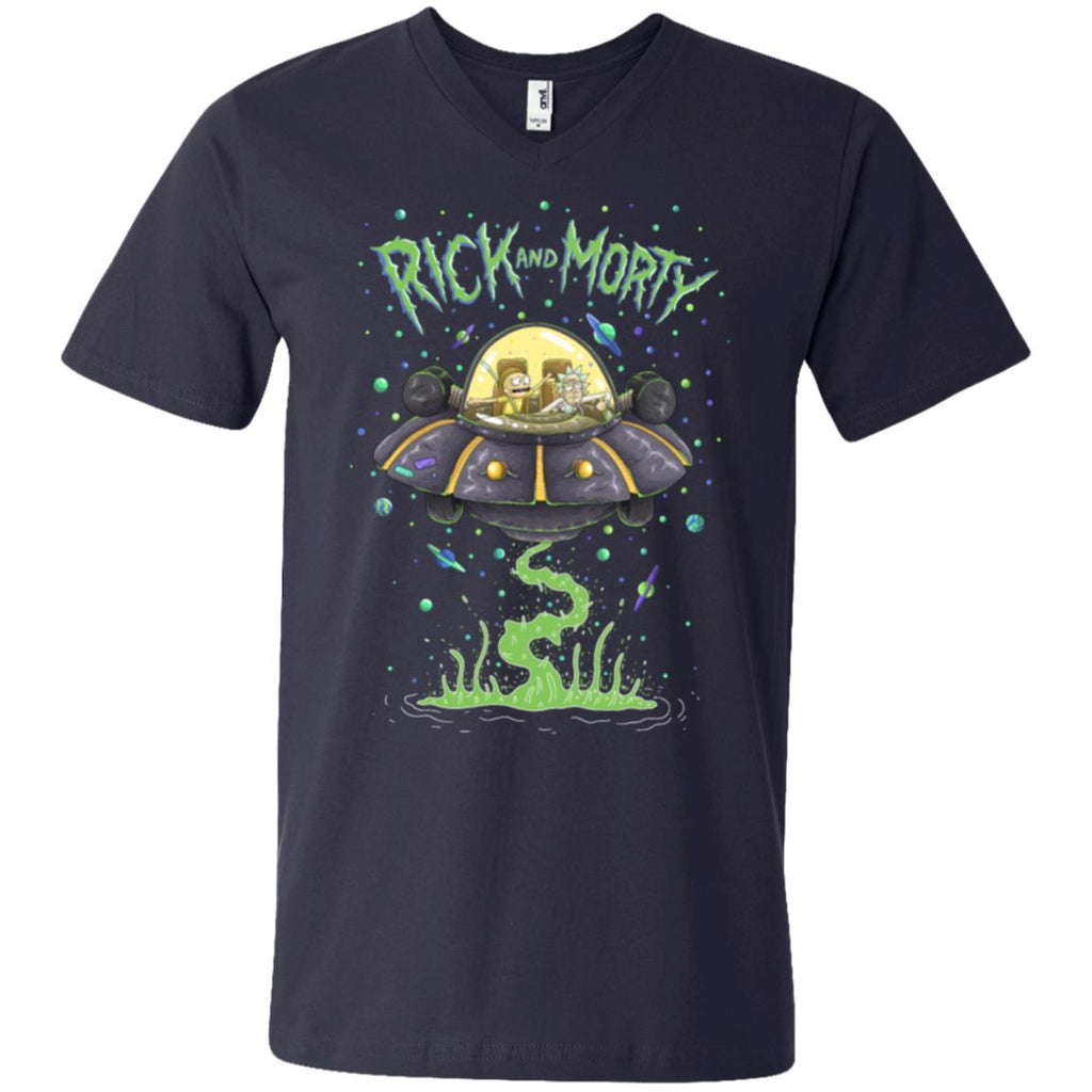 Rick And Morty Spaceship Illustration Men V-Neck T-Shirt