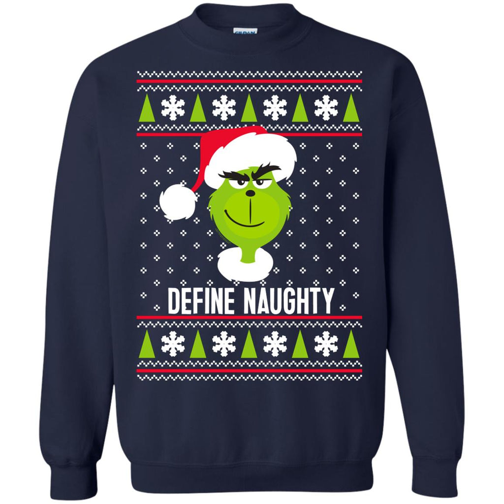 Dr. Seuss The Grinch Naughty Grinch Christmas Sweatshirt Unisex Crewneck Pullover Sweatshirt