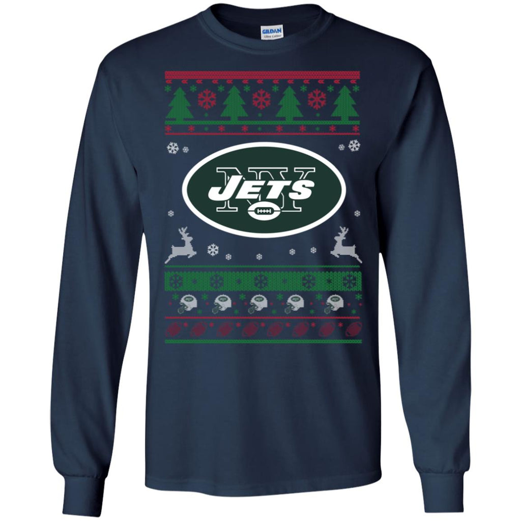 New York Jets Logo Football Teams Ugly Christmas Sweater Men Long SLeeve Shirt