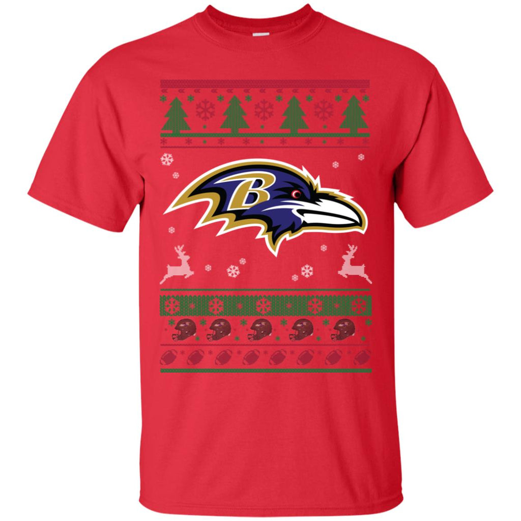 Baltimore Ravens Logo Football Teams Ugly Christmas Sweater Men T-Shirt