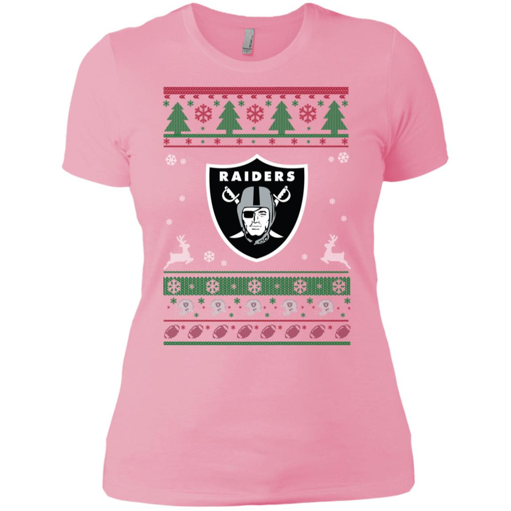 Oakland Raiders Logo Football Teams Ugly Christmas Sweater Women T-Shirt