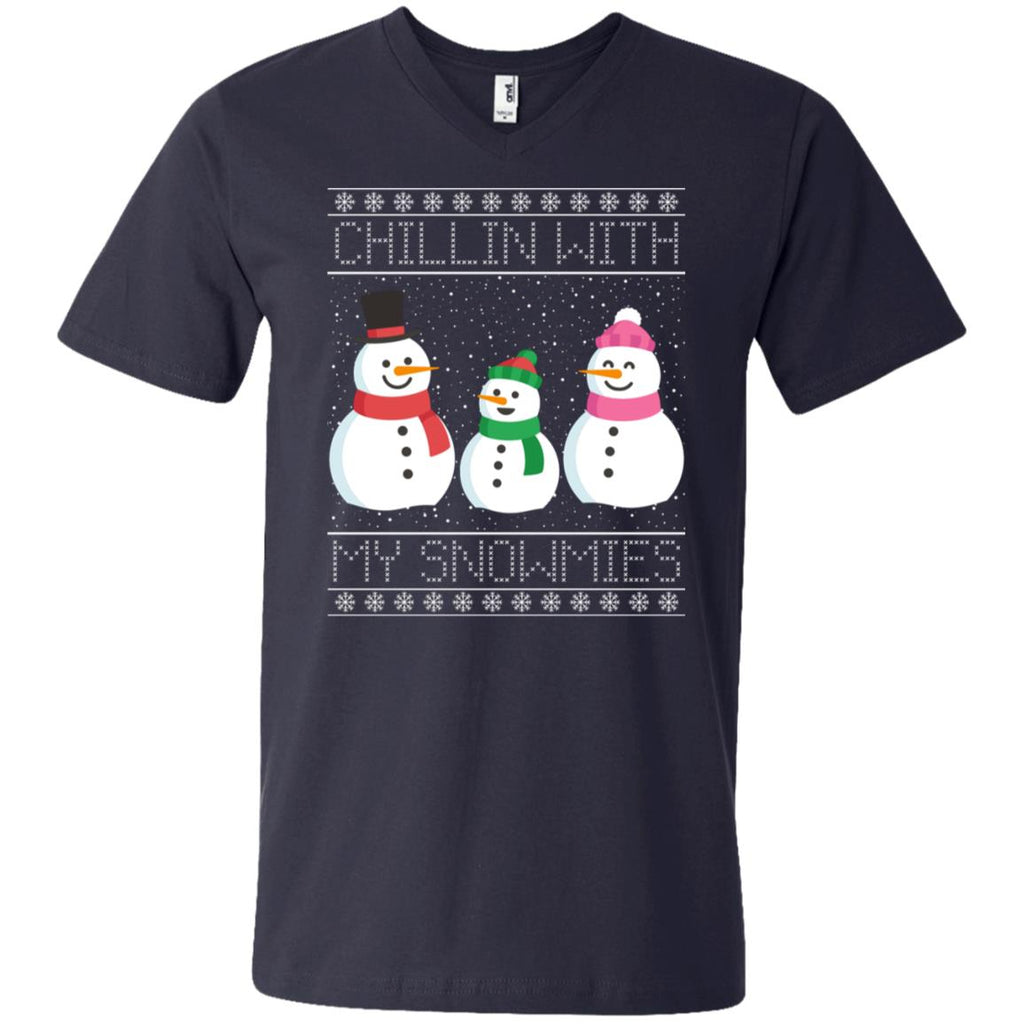 Chillin With My Snowmies Snowman Christmas Men V-Neck T-Shirt