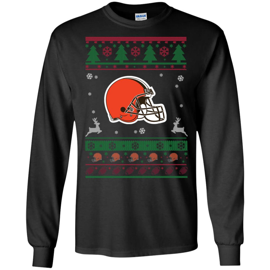 Cleveland Browns Logo Football Teams Ugly Christmas Sweater Men Long SLeeve Shirt