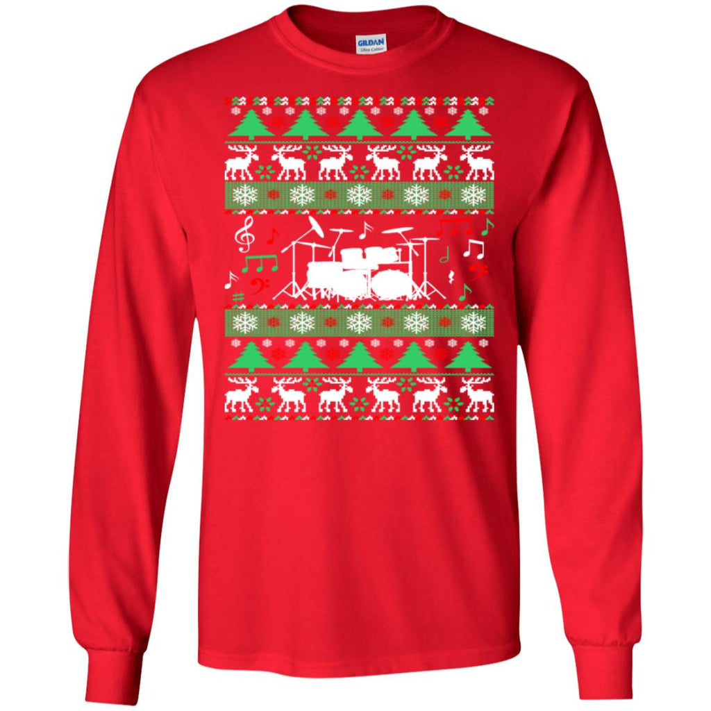 Drums Drummer Ugly Christmas Men Long SLeeve Shirt