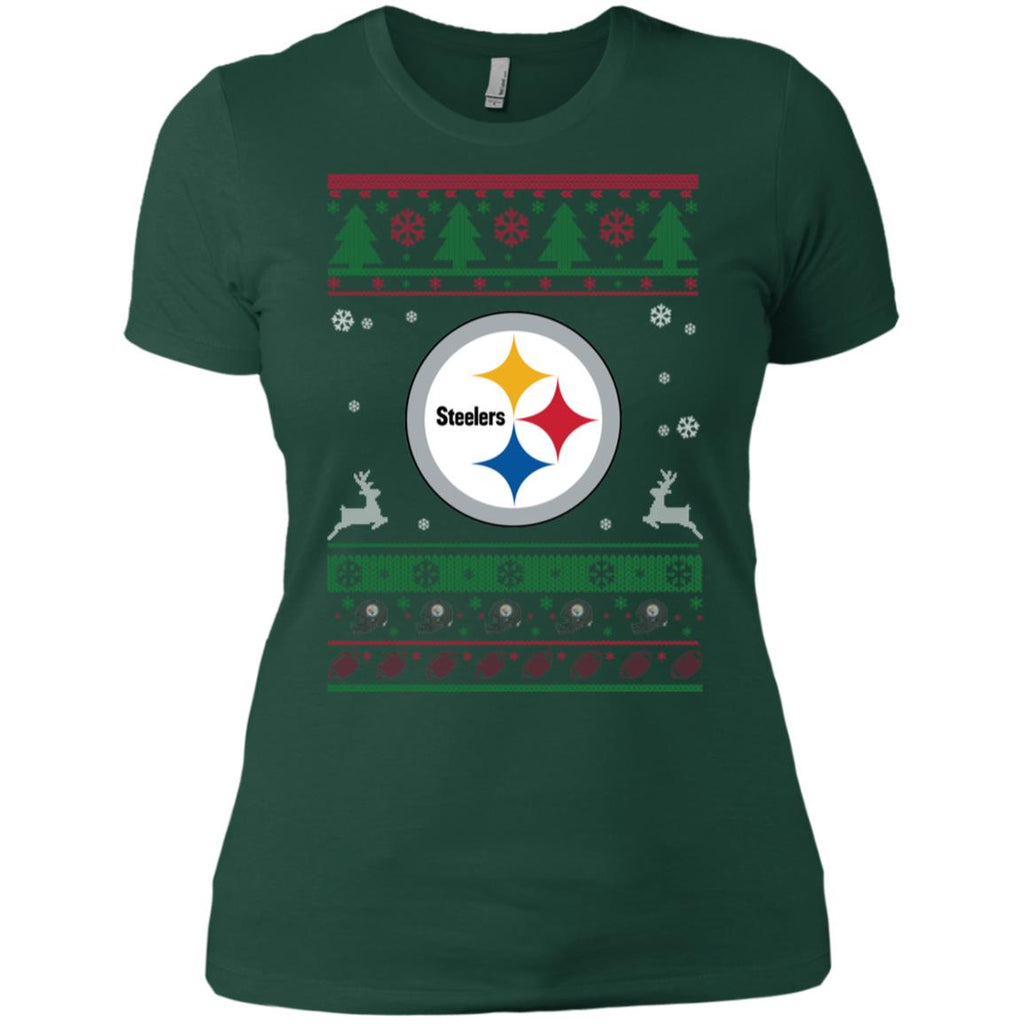 Pittsburgh Steelers Logo Football Teams Ugly Christmas Sweater Women T-Shirt