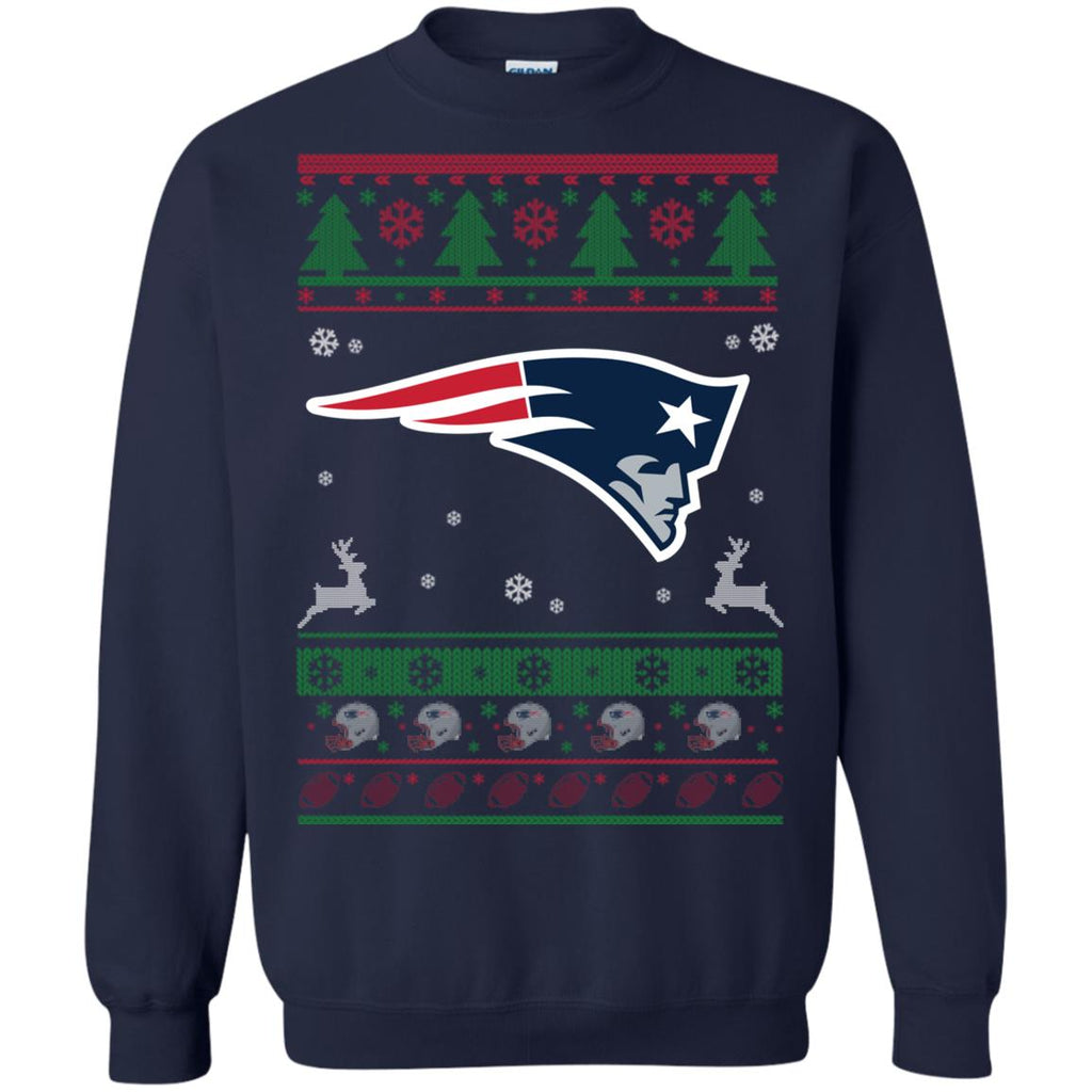 New England Patriots Logo Football Teams Ugly Christmas Sweater Unisex Crewneck Pullover Sweatshirt