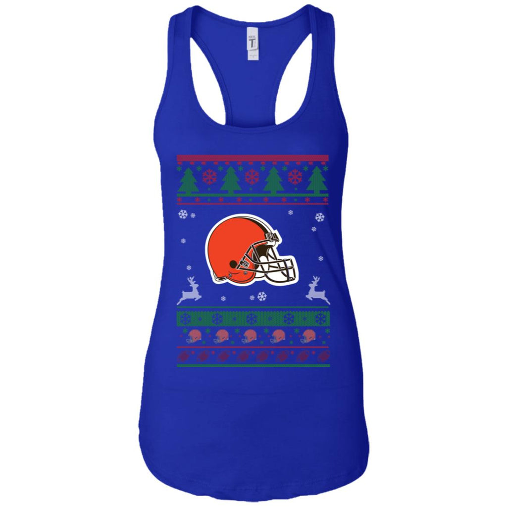 Cleveland Browns Logo Football Teams Ugly Christmas Sweater Women Tank