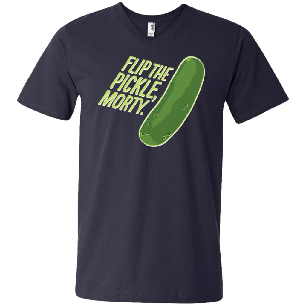 Rick And Morty Flip The Pickle Quote Men V-Neck T-Shirt
