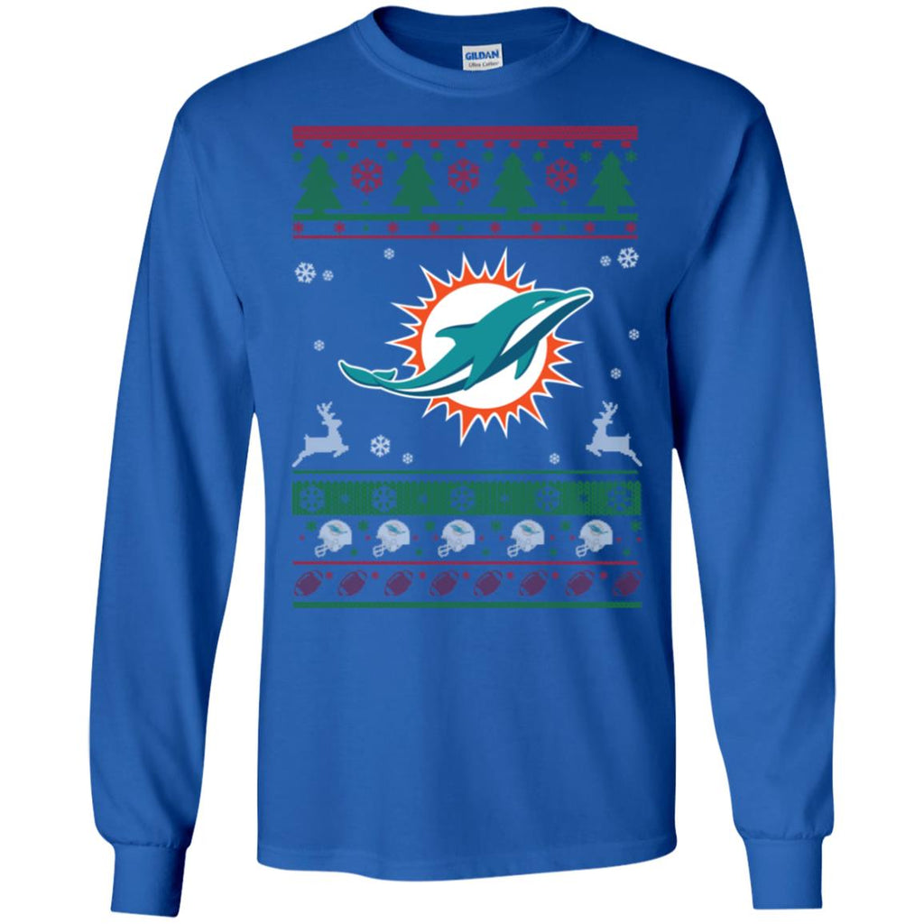 Miami Dolphins Logo Football Teams Ugly Christmas Sweater Men Long SLeeve Shirt