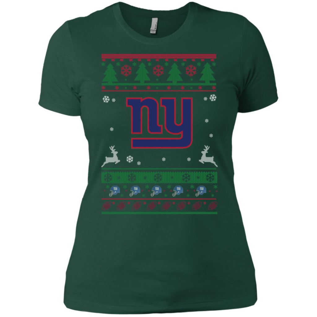 New York Giants Logo Football Teams Ugly Christmas Sweater Women T-Shirt
