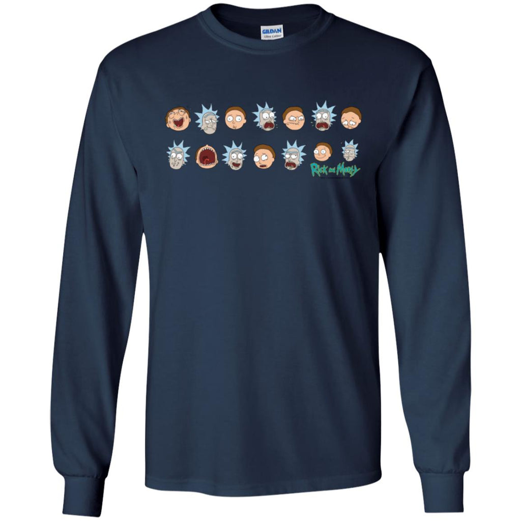 Rick And Morty Expressions Men Long SLeeve Shirt
