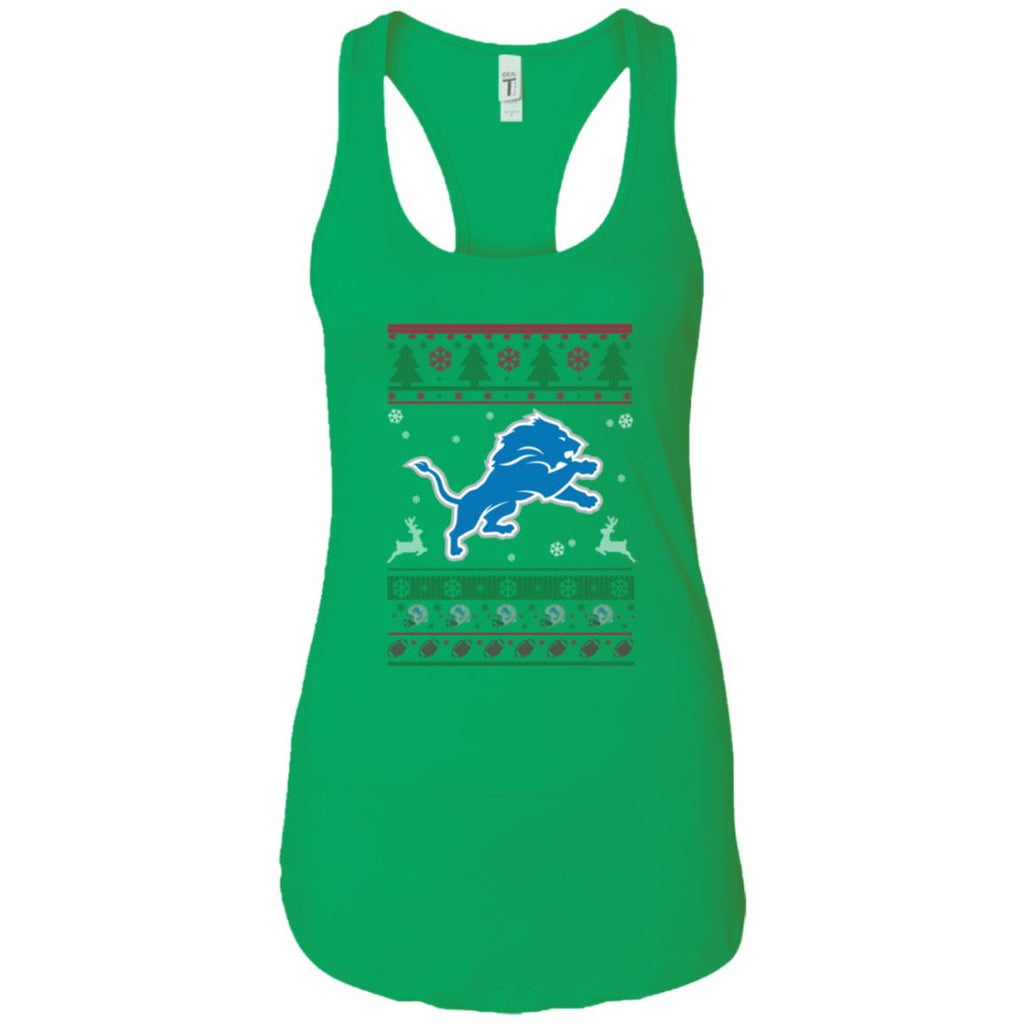 Detroit Lions Logo Football Teams Ugly Christmas Sweater Women Tank