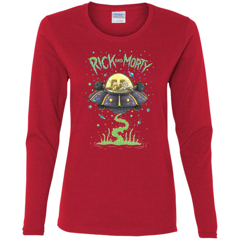 Rick And Morty Spaceship Illustration Women Long Sleeve Shirt