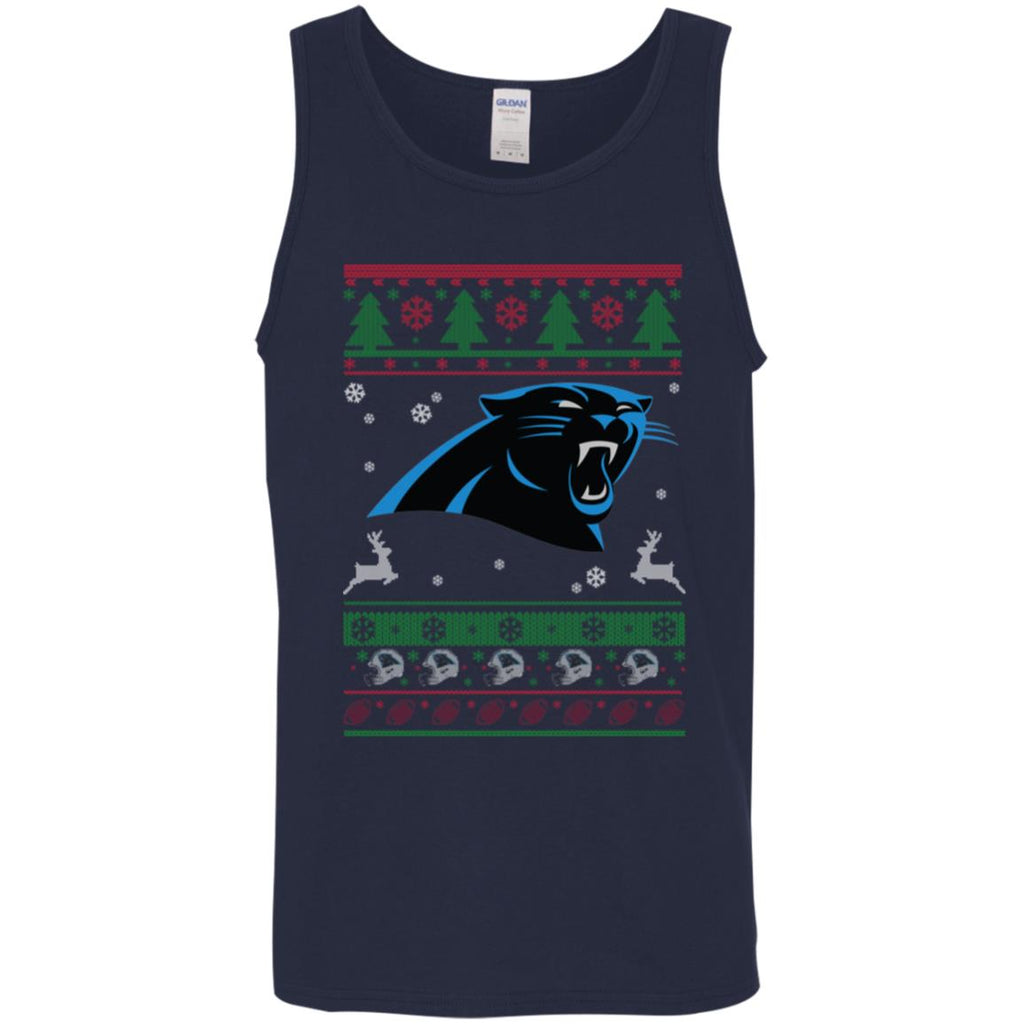 Carolina Panthers Logo Football Teams Ugly Christmas Sweater Men Tank Top
