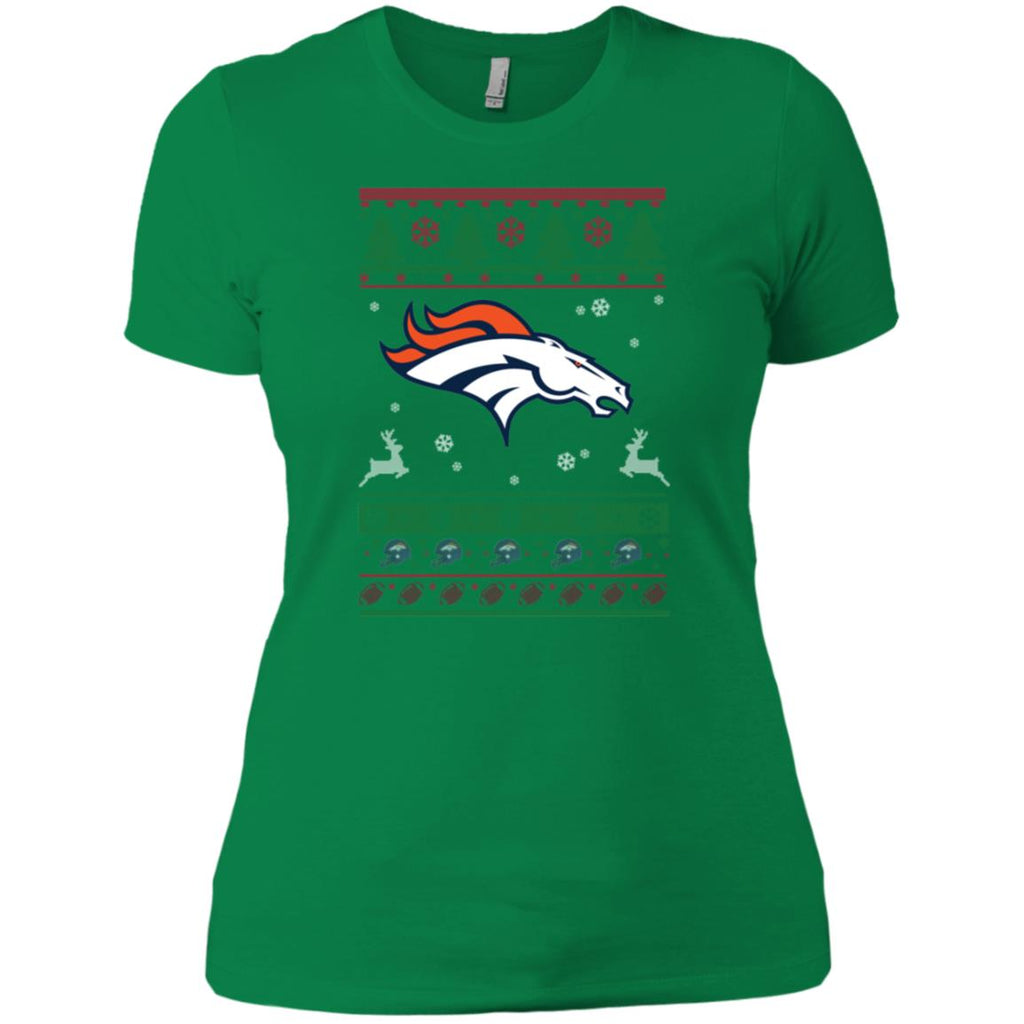 Denver Broncos Logo Football Teams Ugly Christmas Sweater Women T-Shirt