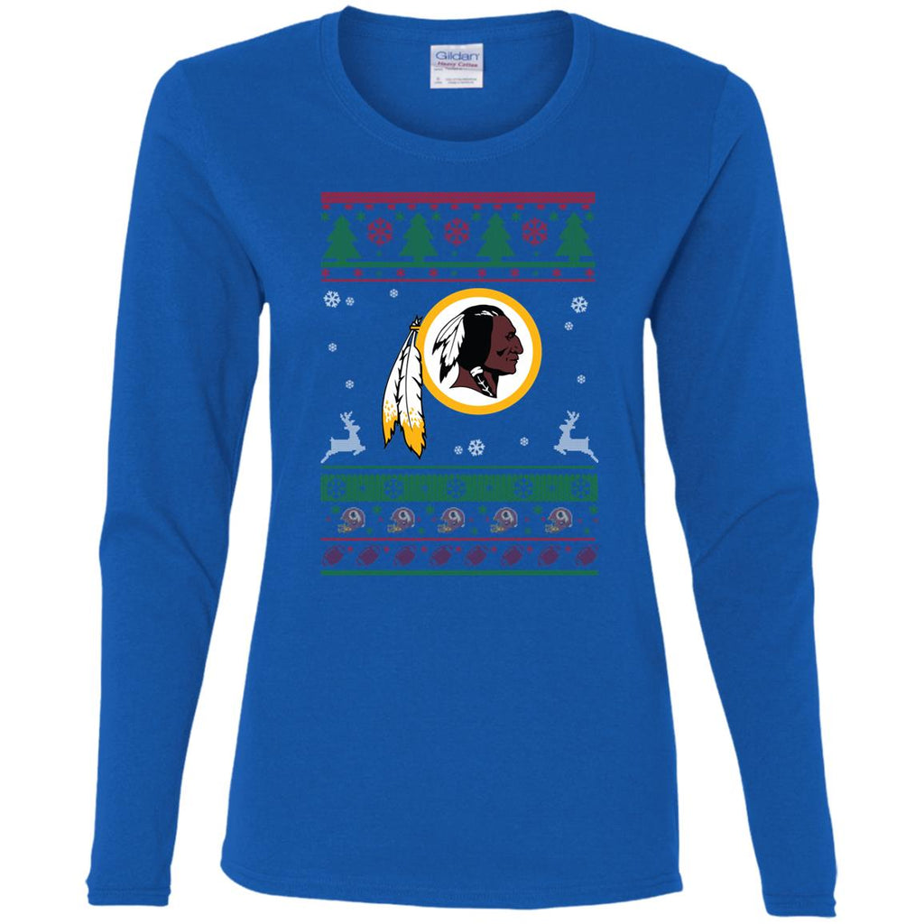 Washington Redskins Logo Football Teams Ugly Christmas Sweater Women Long Sleeve Shirt