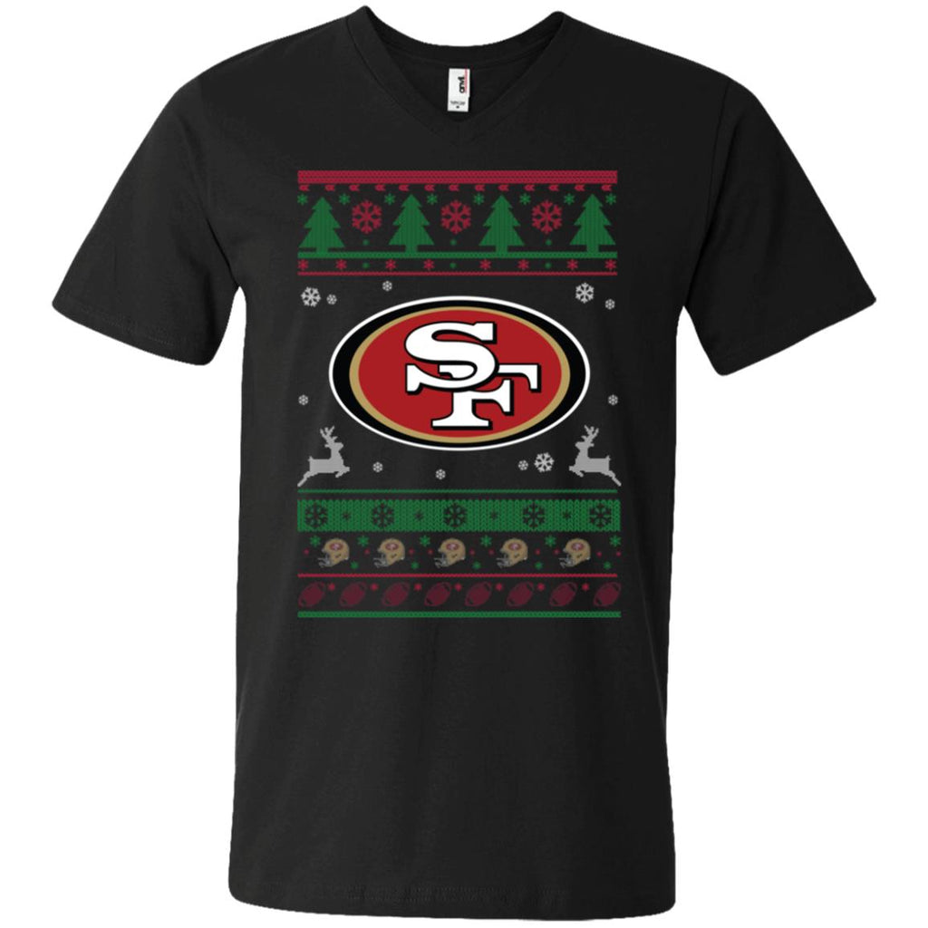 San Francisco 49ers Logo Football Teams Ugly Christmas Sweater Men V-Neck T-Shirt