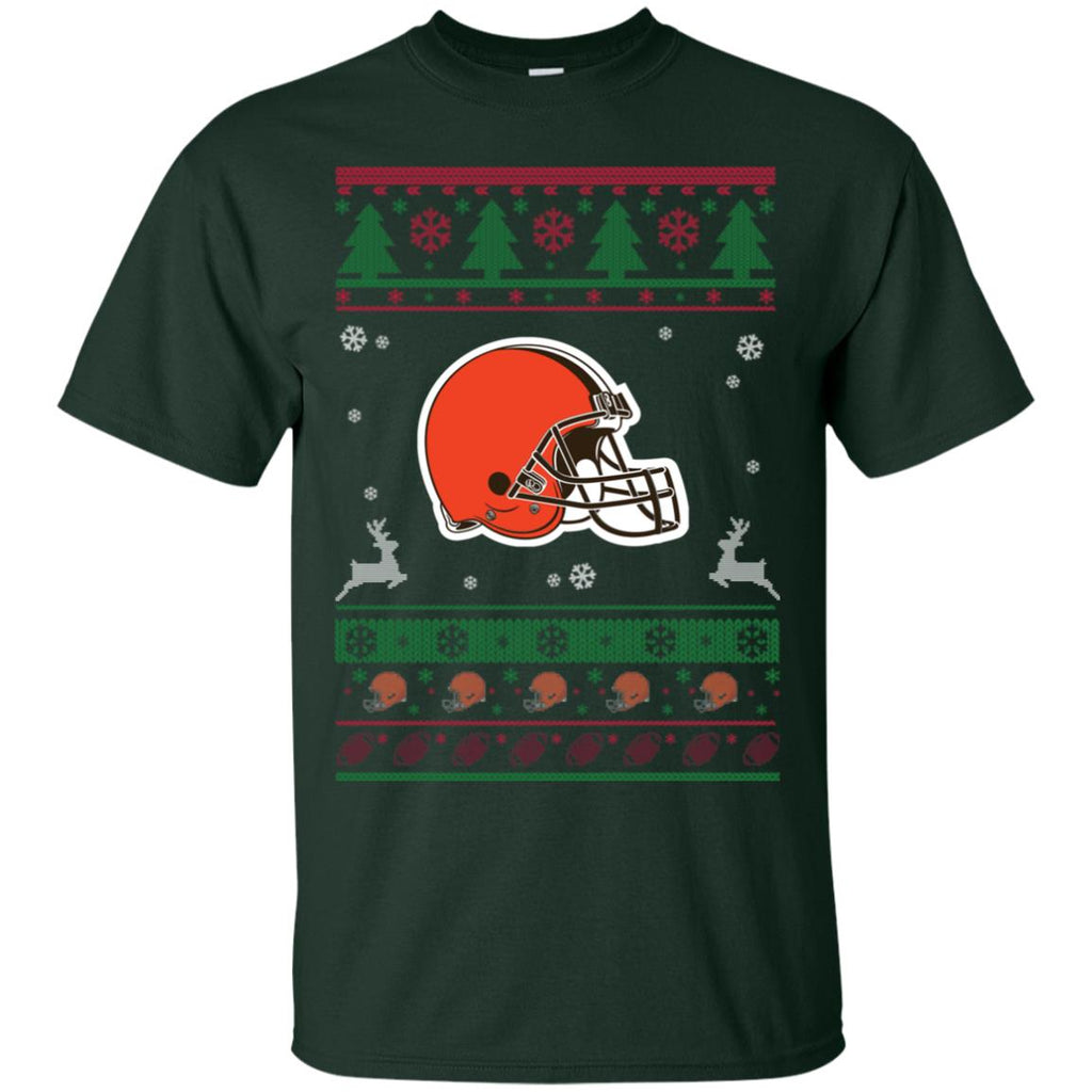 Cleveland Browns Logo Football Teams Ugly Christmas Sweater Men T-Shirt