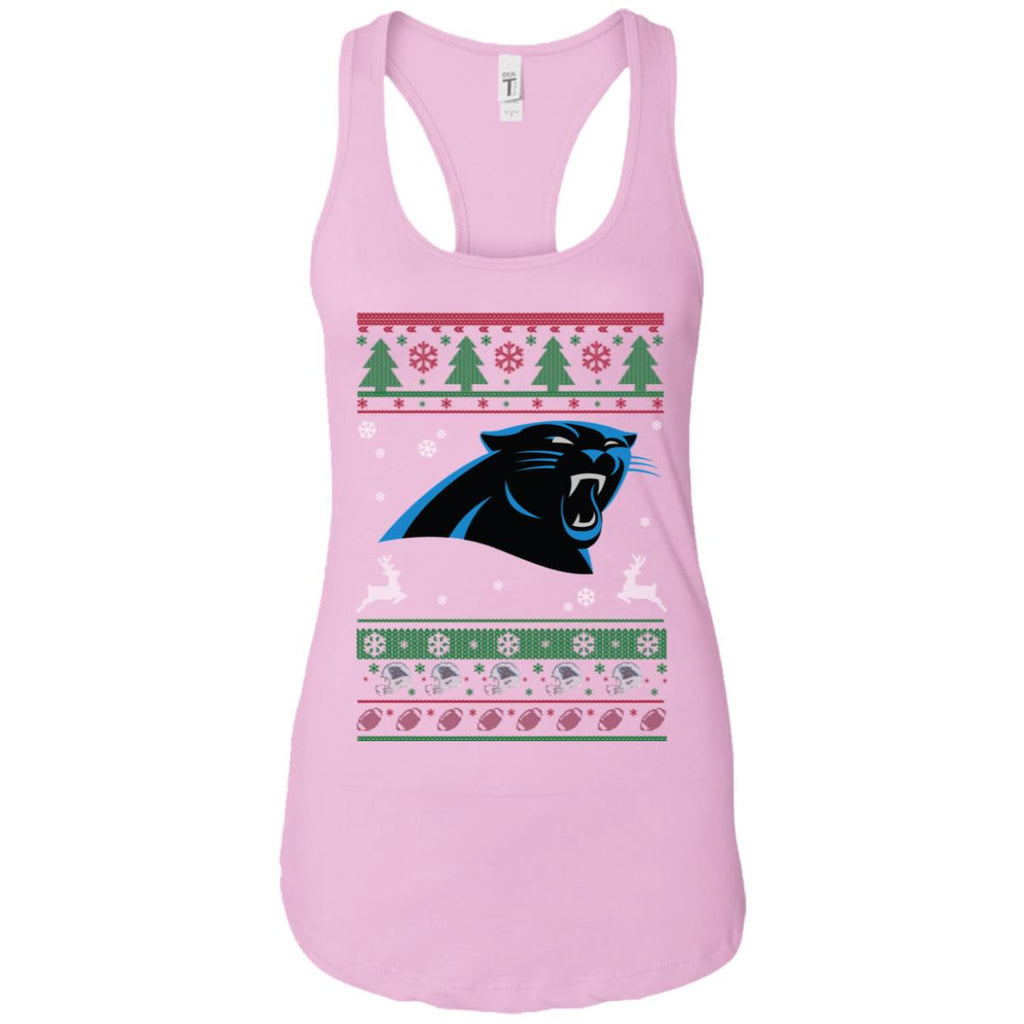 Carolina Panthers Logo Football Teams Ugly Christmas Sweater Women Tank