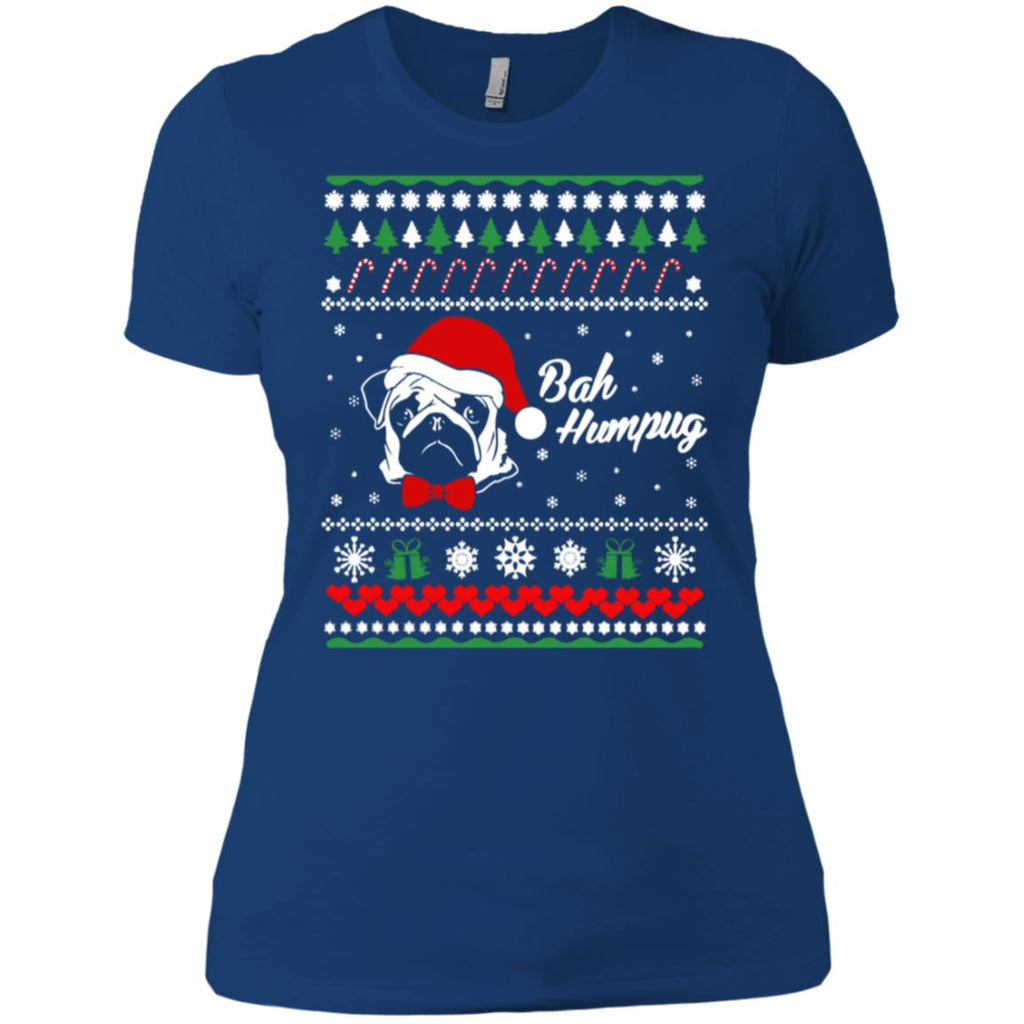 Bah Hum Pug Dog Christmas Women T-Shirt