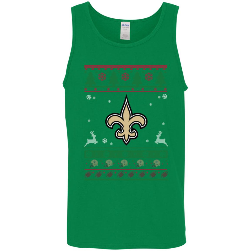 New Orleans Saints Logo Football Teams Ugly Christmas Sweater Men Tank Top