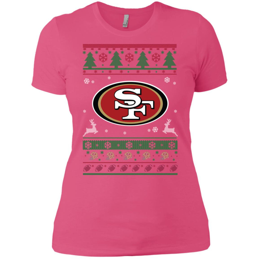 San Francisco 49ers Logo Football Teams Ugly Christmas Sweater Women T-Shirt