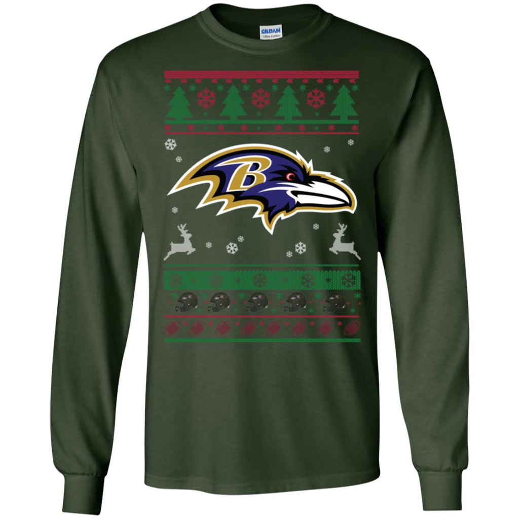 Baltimore Ravens Logo Football Teams Ugly Christmas Sweater Men Long SLeeve Shirt