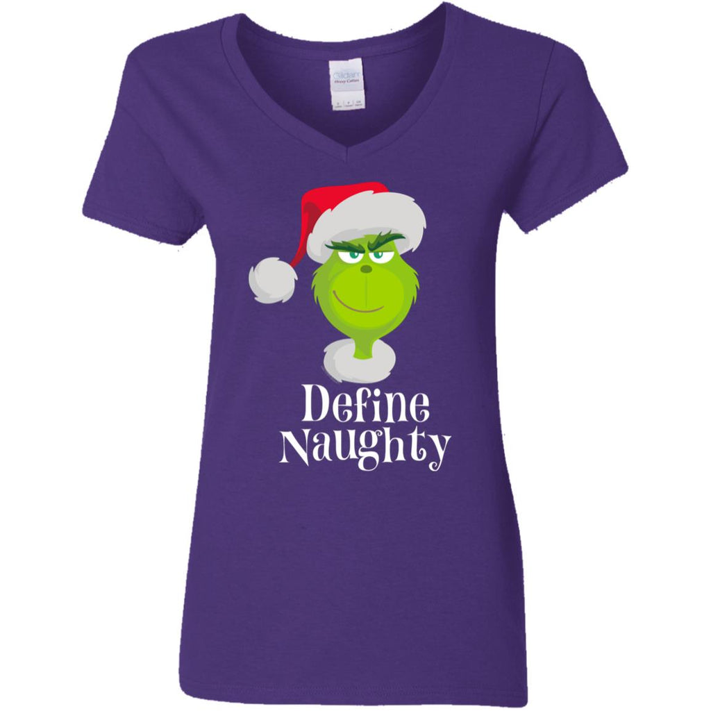 Dr. Seuss The Grinch Naughty Grinch Christmas Women V-Neck T-Shirt