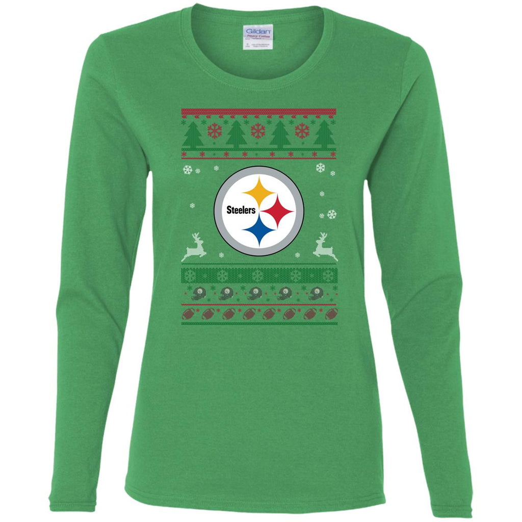 Pittsburgh Steelers Logo Football Teams Ugly Christmas Sweater Women Long Sleeve Shirt