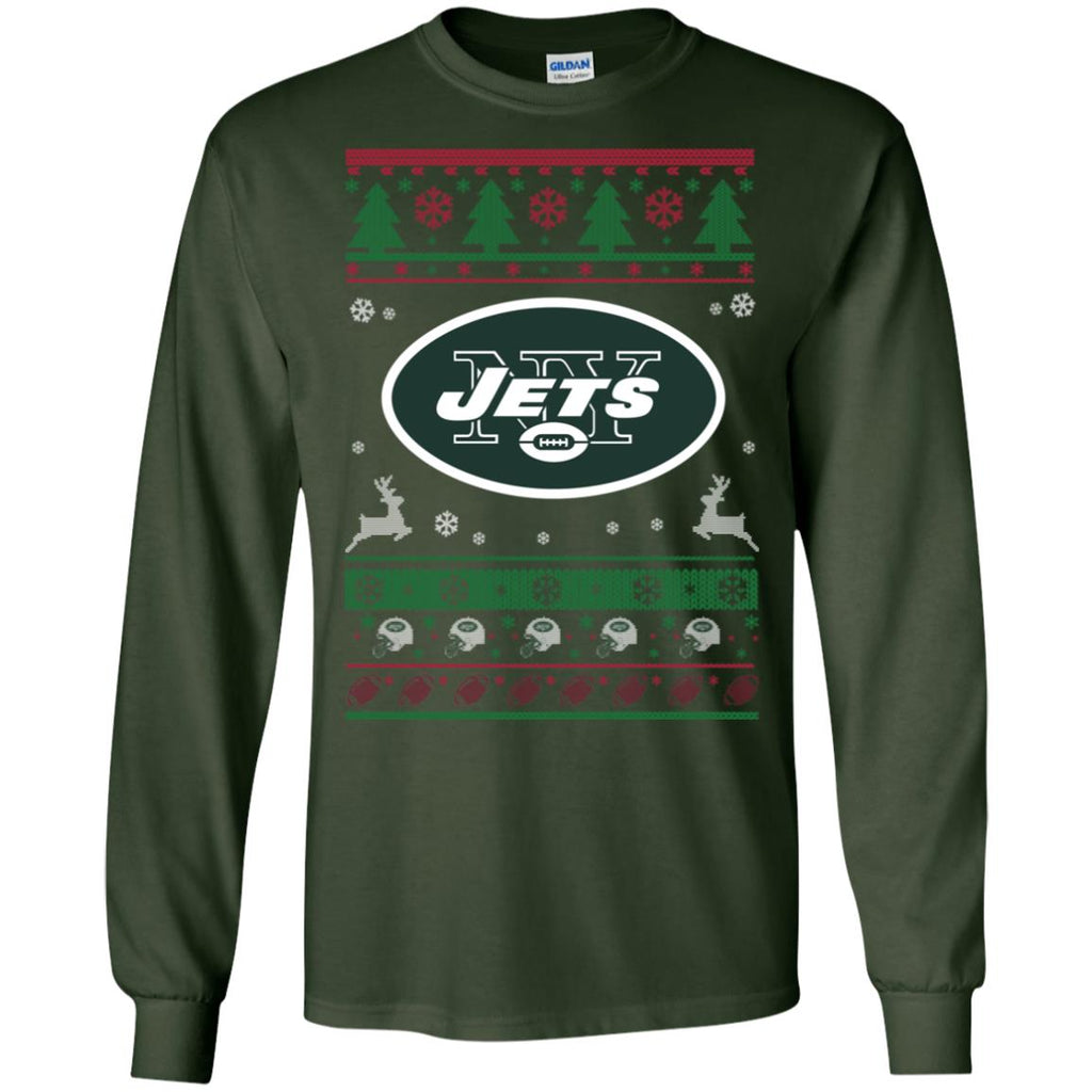 New York Jets Logo Football Teams Ugly Christmas Sweater Men Long SLeeve Shirt