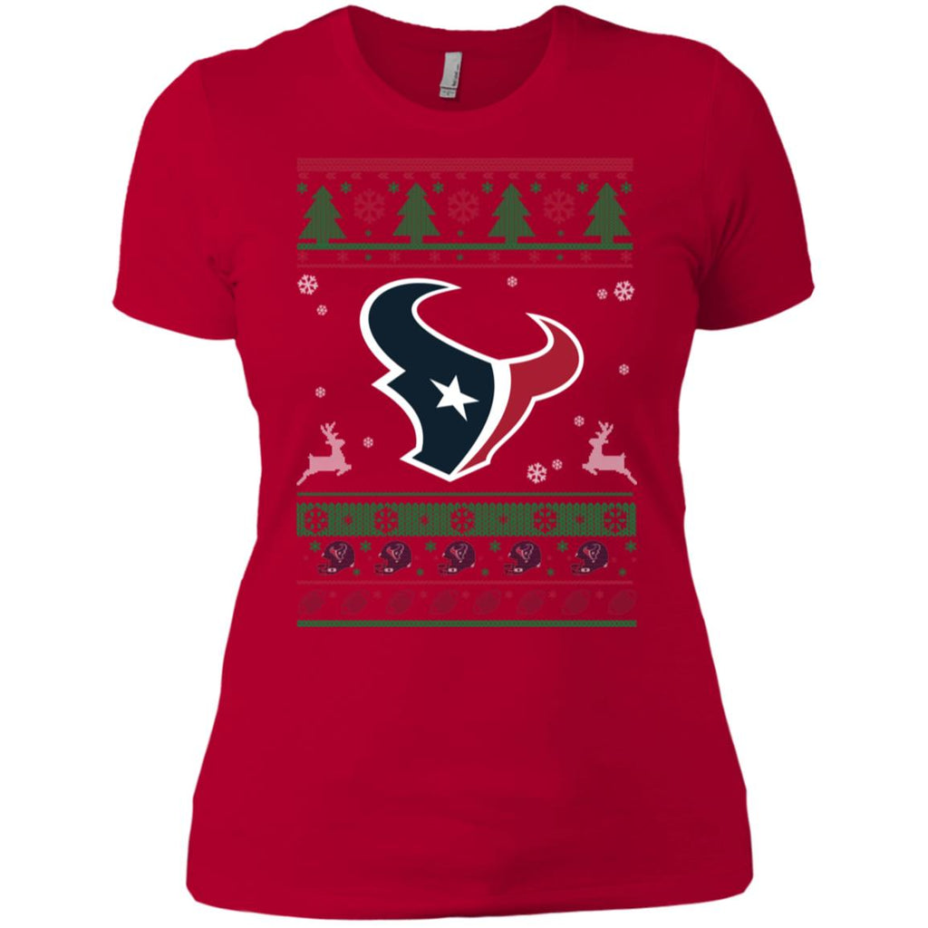 Houston Texans Logo Football Teams Ugly Christmas Sweater Women T-Shirt