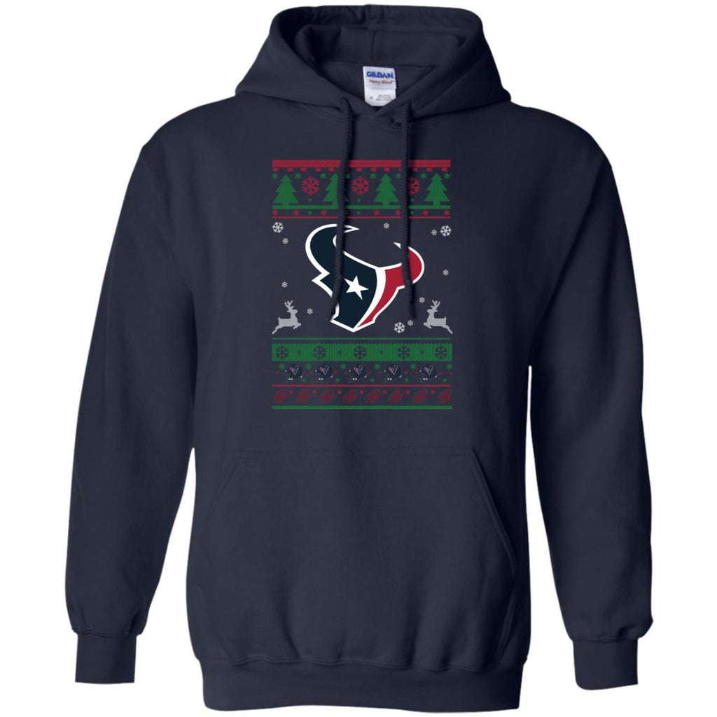 Houston Texans Logo Football Teams Ugly Christmas Sweater Men Pullover Hoodie