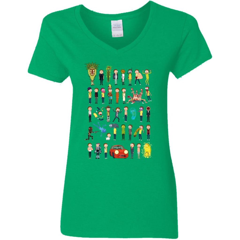 Ricky And Morty The Many Morty's Women V-Neck T-Shirt