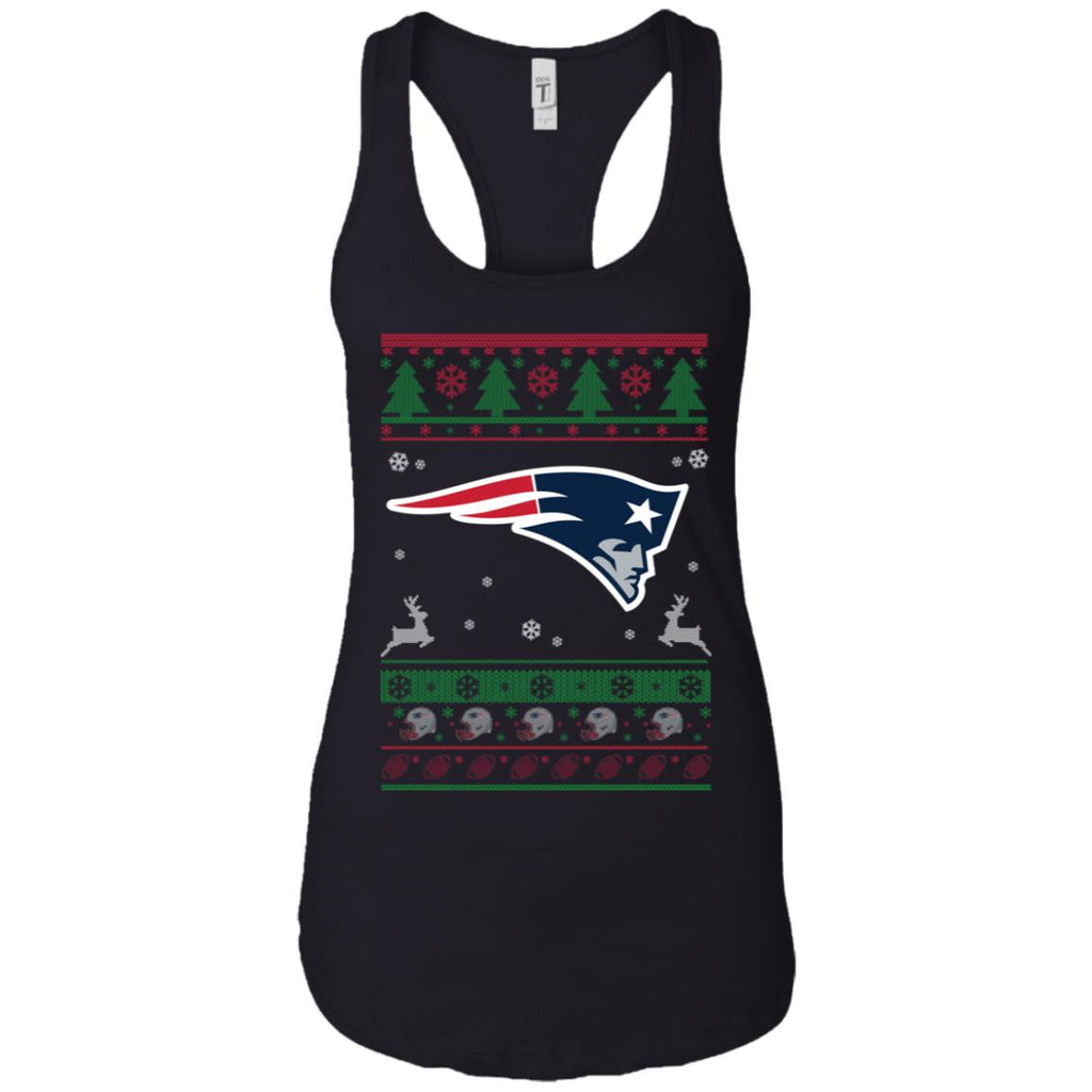 New England Patriots Logo Football Teams Ugly Christmas Sweater Women Tank