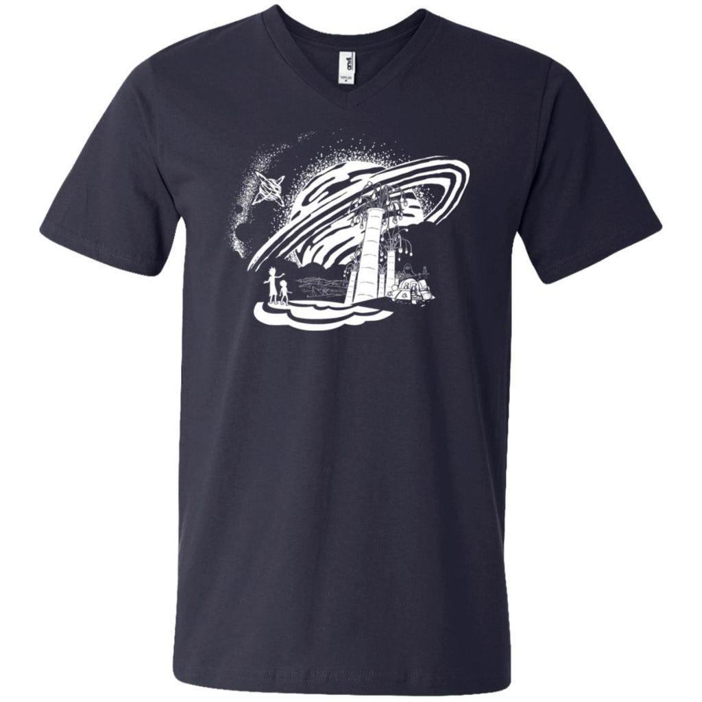 Rick And Morty Dimension 35-c Black And White Men V-Neck T-Shirt