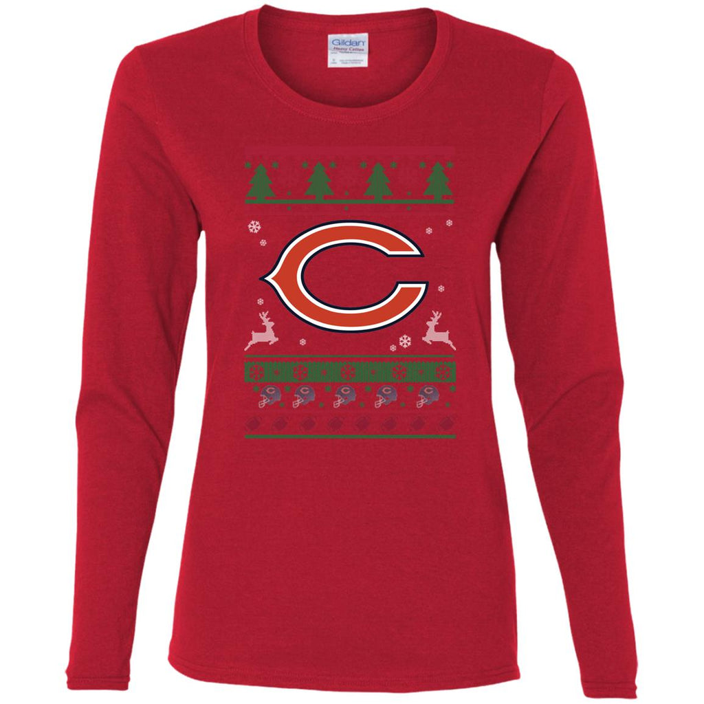 Chicago Bears Logo Football Teams Ugly Christmas Sweater Women Long Sleeve Shirt