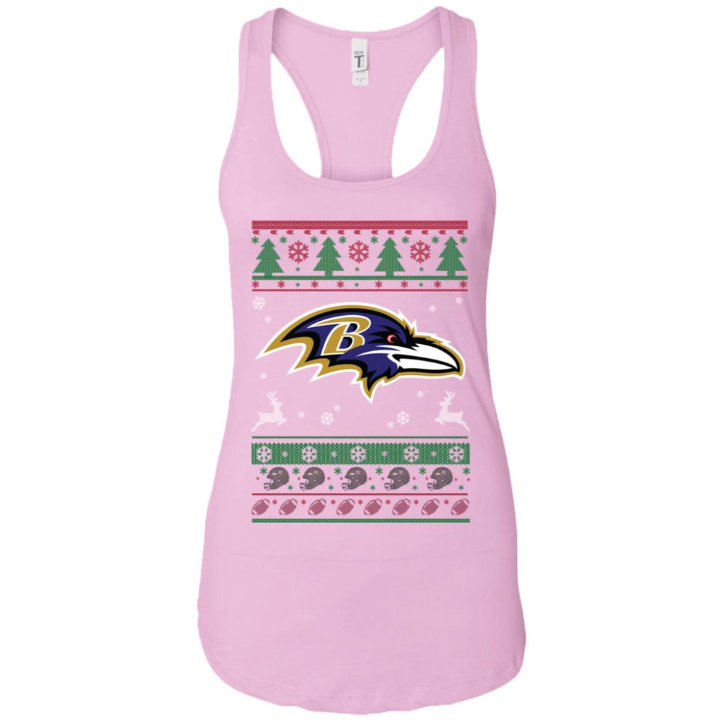 Baltimore Ravens Logo Football Teams Ugly Christmas Sweater Women Tank
