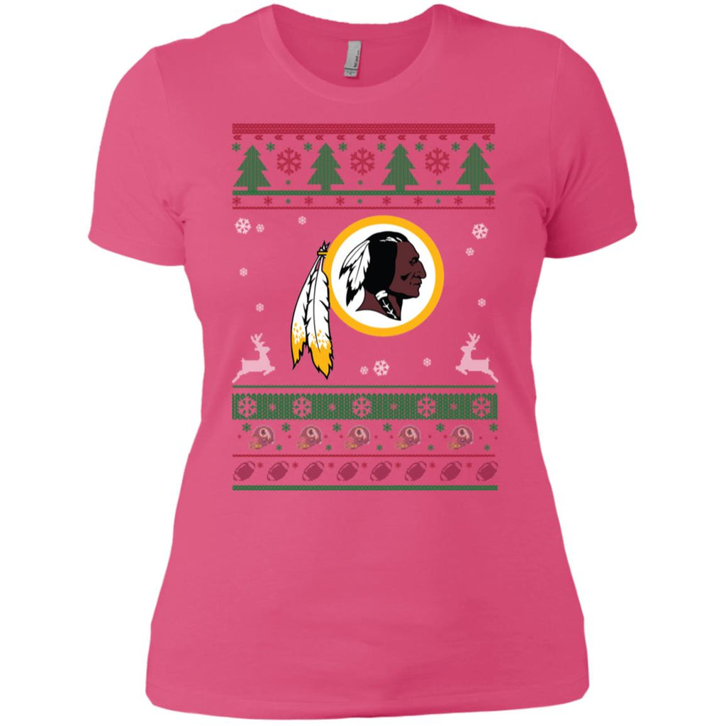 Washington Redskins Logo Football Teams Ugly Christmas Sweater Women T-Shirt