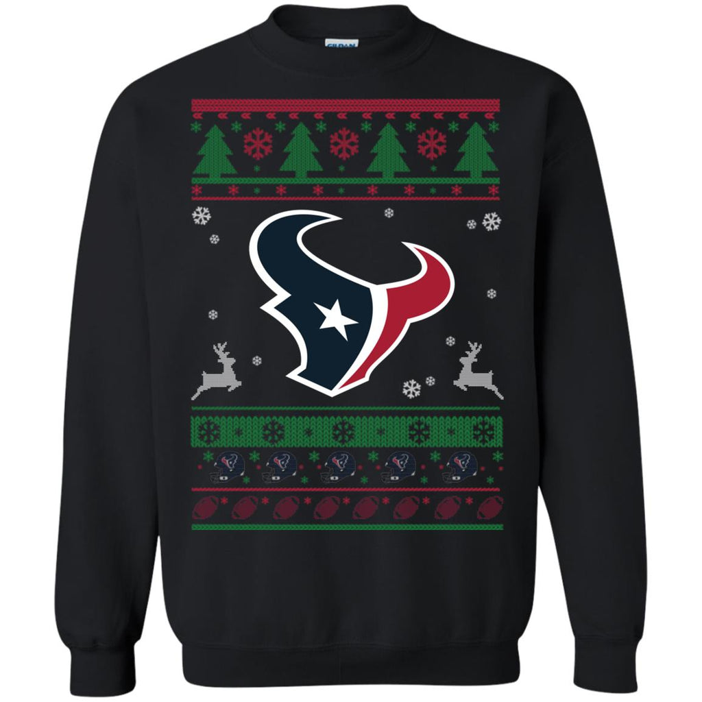 Houston Texans Logo Football Teams Ugly Christmas Sweater Unisex Crewneck Pullover Sweatshirt