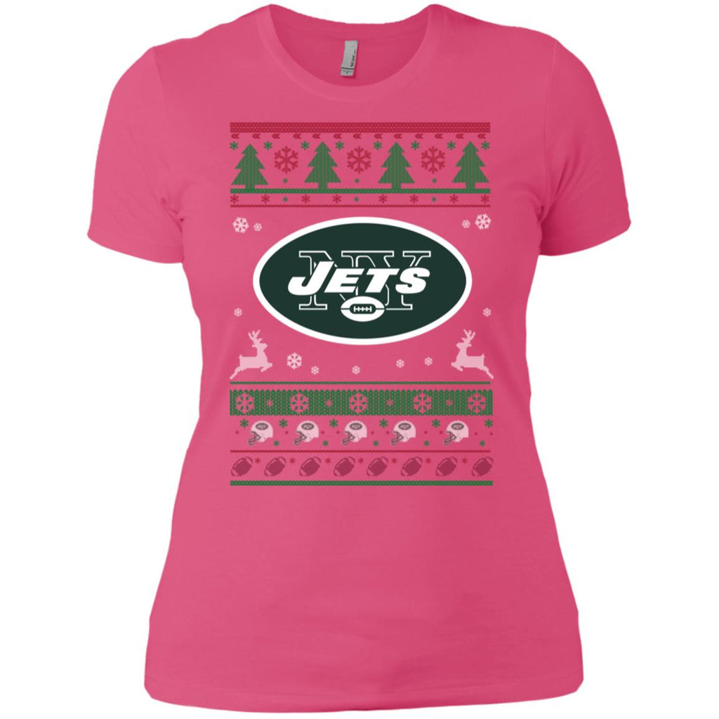 New York Jets Logo Football Teams Ugly Christmas Sweater Women T-Shirt