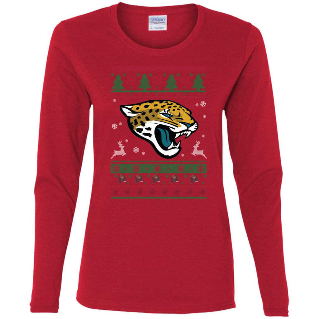 Jacksonville Jaguars Logo Football Teams Ugly Christmas Sweater Women Long Sleeve Shirt